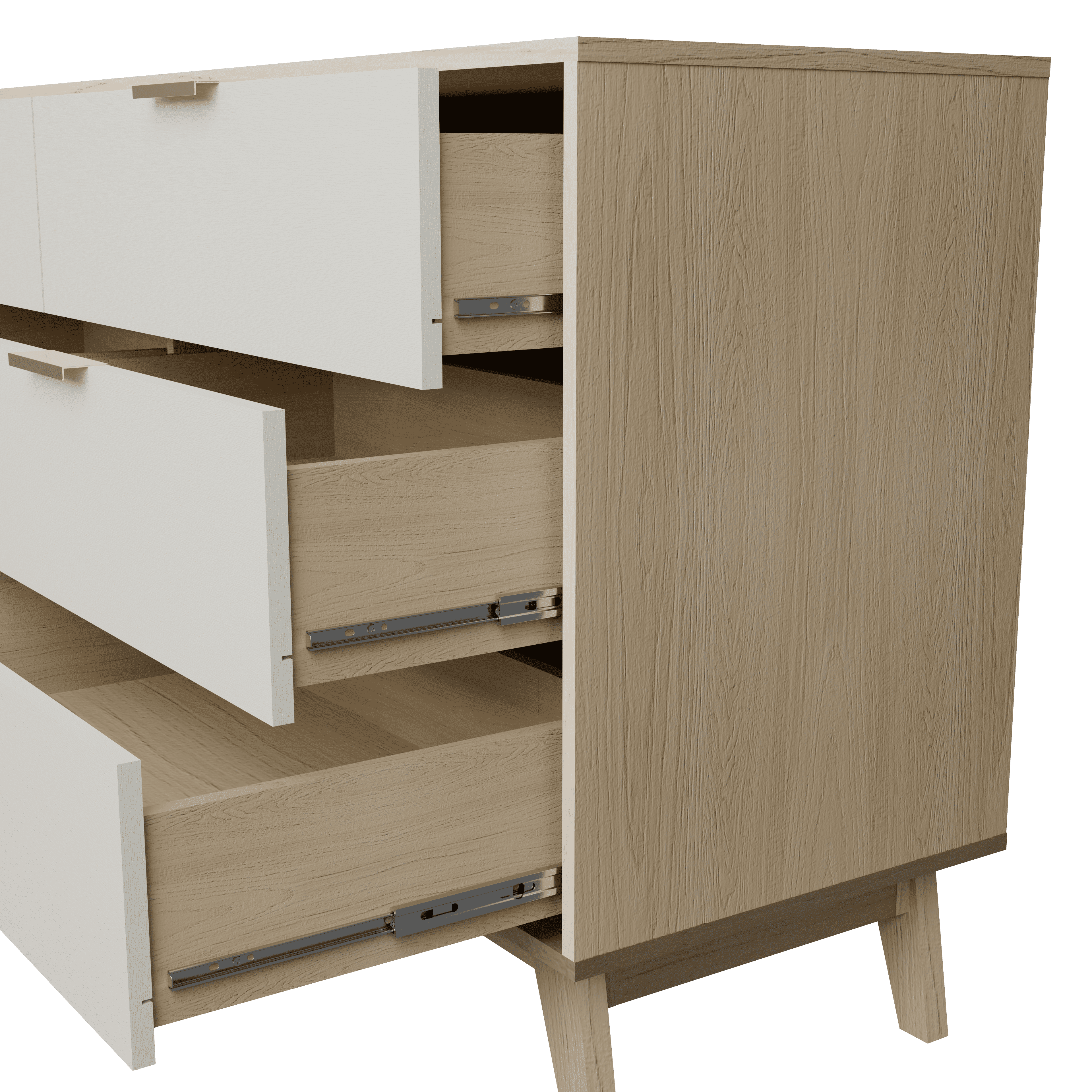 Kappesberg Milan 6-Drawer Horizontal Dresser, Blonde Oak/Cream – Modern Bedroom Storage for Adults and Teens