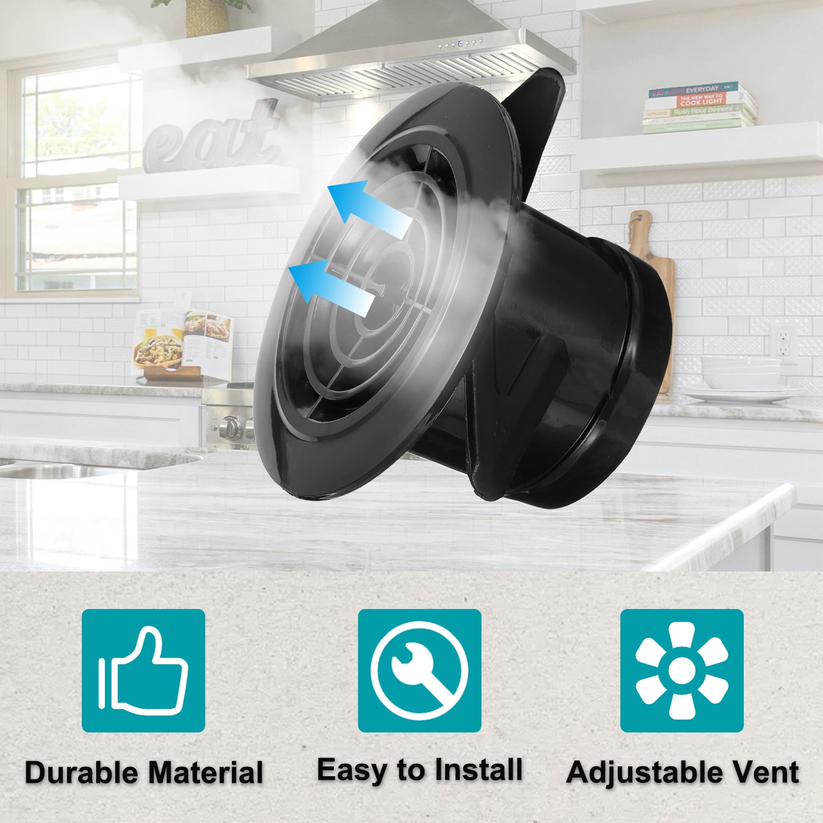 Uxcell Round Air Vent Cover, Soffit Vent ABS Adjustable Ceiling Vent Covers Air Vent Louver for Bathroom Kitchen 3 Inch