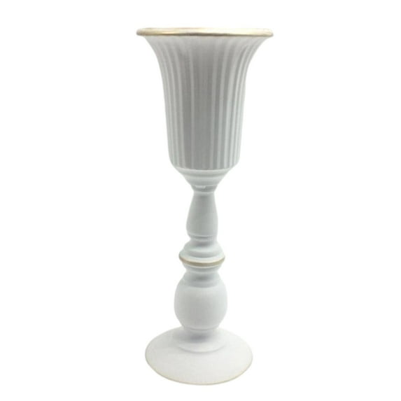Metal Flowers Vase Pot Holder Indoor Plant Bud Artificial Flowers Succulent Table Centerpieces for Office Dining , White
