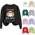 thumbnail image 2 of Fengactive Womens Halloween Sweatshirt Long Sleeve Crewneck Funny Boo Sheet Ghost Graphic Pullover Top Loose Fit, 2 of 4