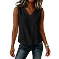 thumbnail image 5 of Sheghy Tank Tops for Women 100%Cotton Women's Solid Color V-neck Sleeveless Button Casual Cotton and Linen Top, 5 of 6