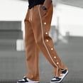 thumbnail image 2 of WEAIXIMIUNG Mens Leather Pants Mens Patchwork Sweatpants Casual Drawstring Pants Sportswear Trousers with Pockets, 2 of 9