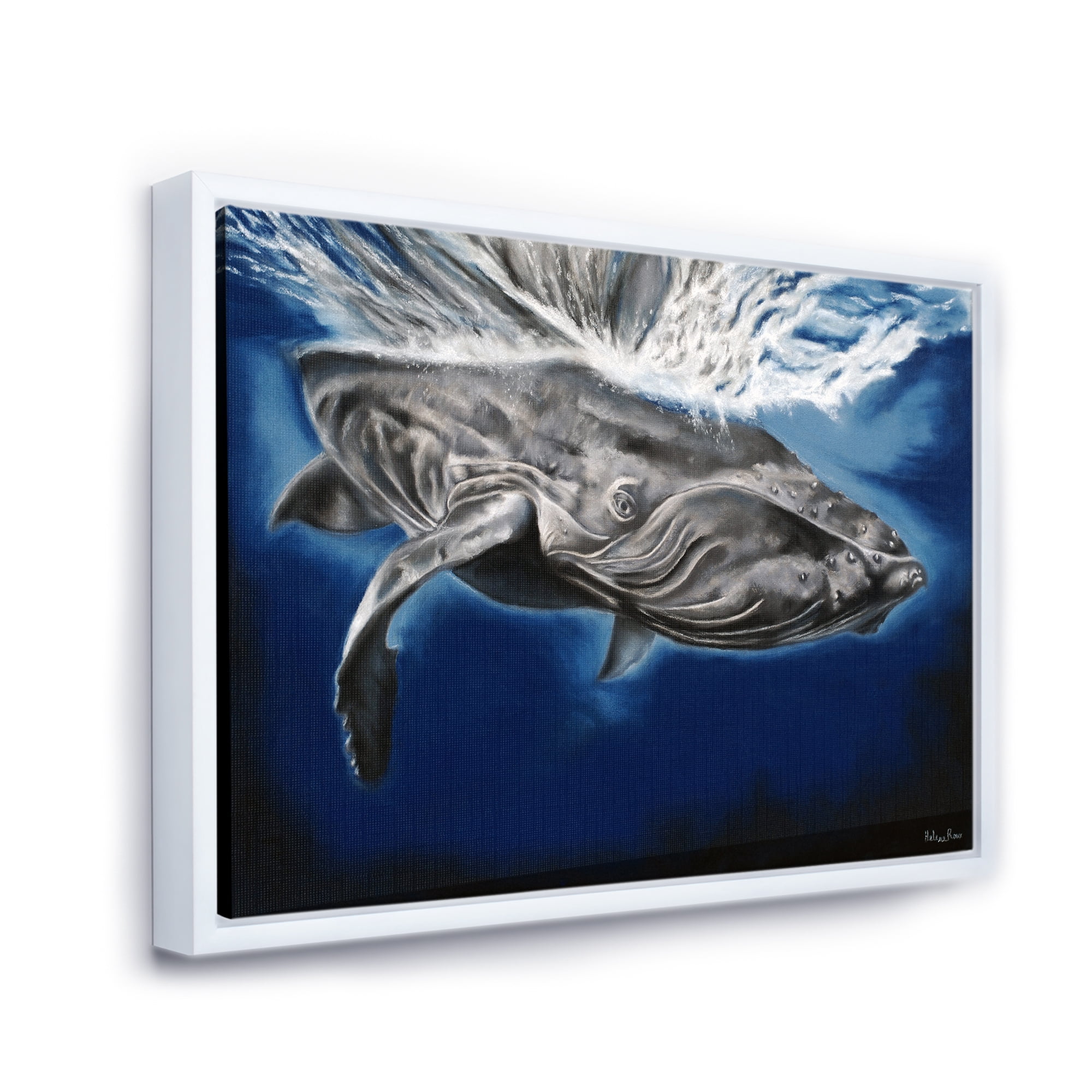 Designart 'Close Up Portrait Of A Humpback Whale' Nautical & Coastal Framed Canvas Wall Art Print