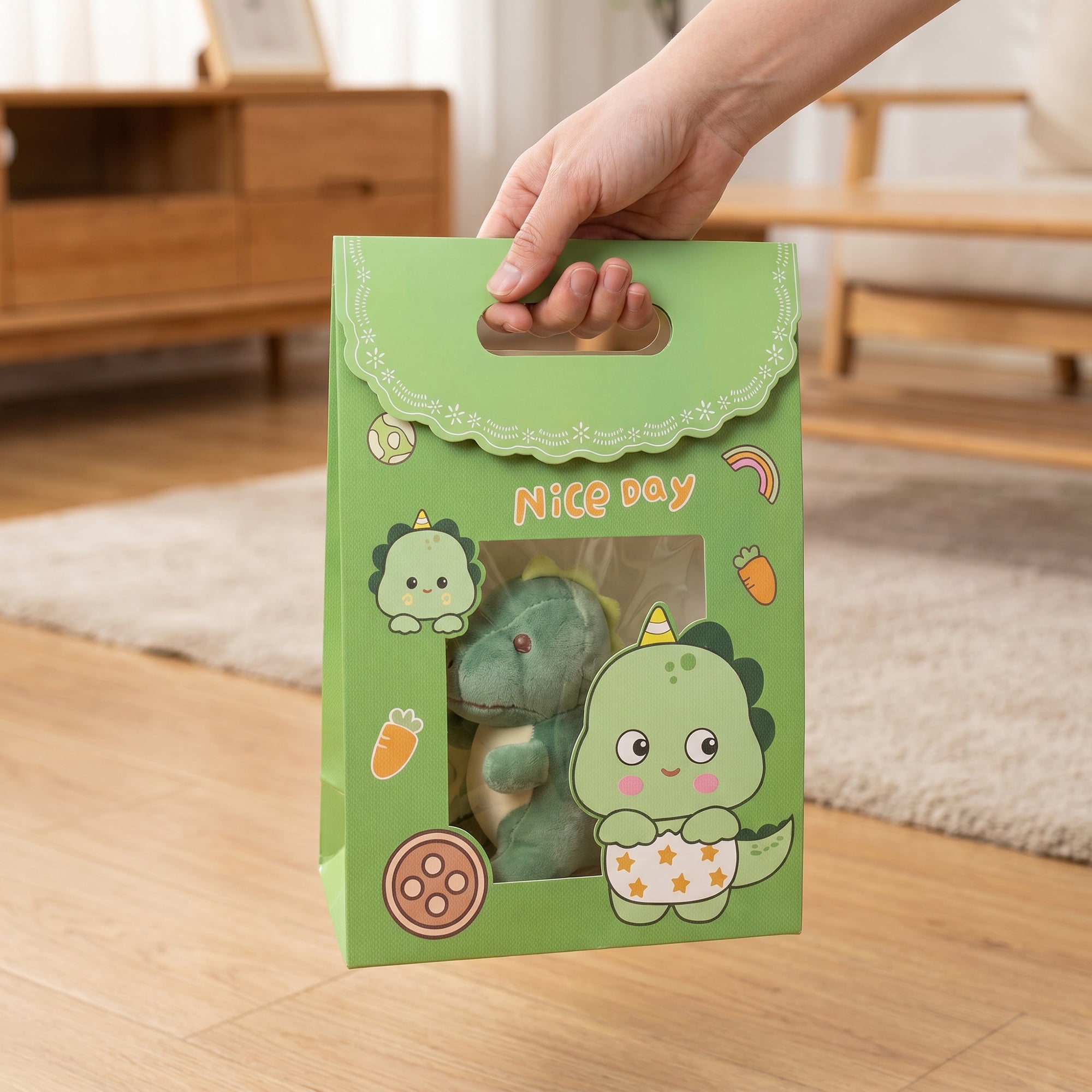 Unique Bargains Stylish Gift Bags with Comfortable Handles Green 7.5" x 3.5" x 10.6"