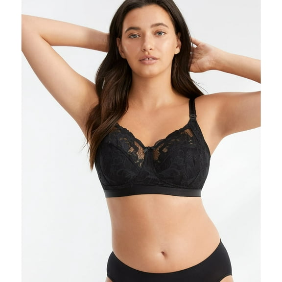 PANACHE Noir Naomi Stretch Lace Wire-Free Nursing Bra, US 34L, UK 34HH, NWOT
