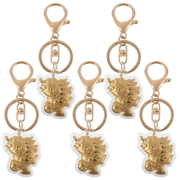 HEALEEP 5Ud Colgante Llavero Dragón De Metal Dorado Para Bolsos Y Llavero Decorativo