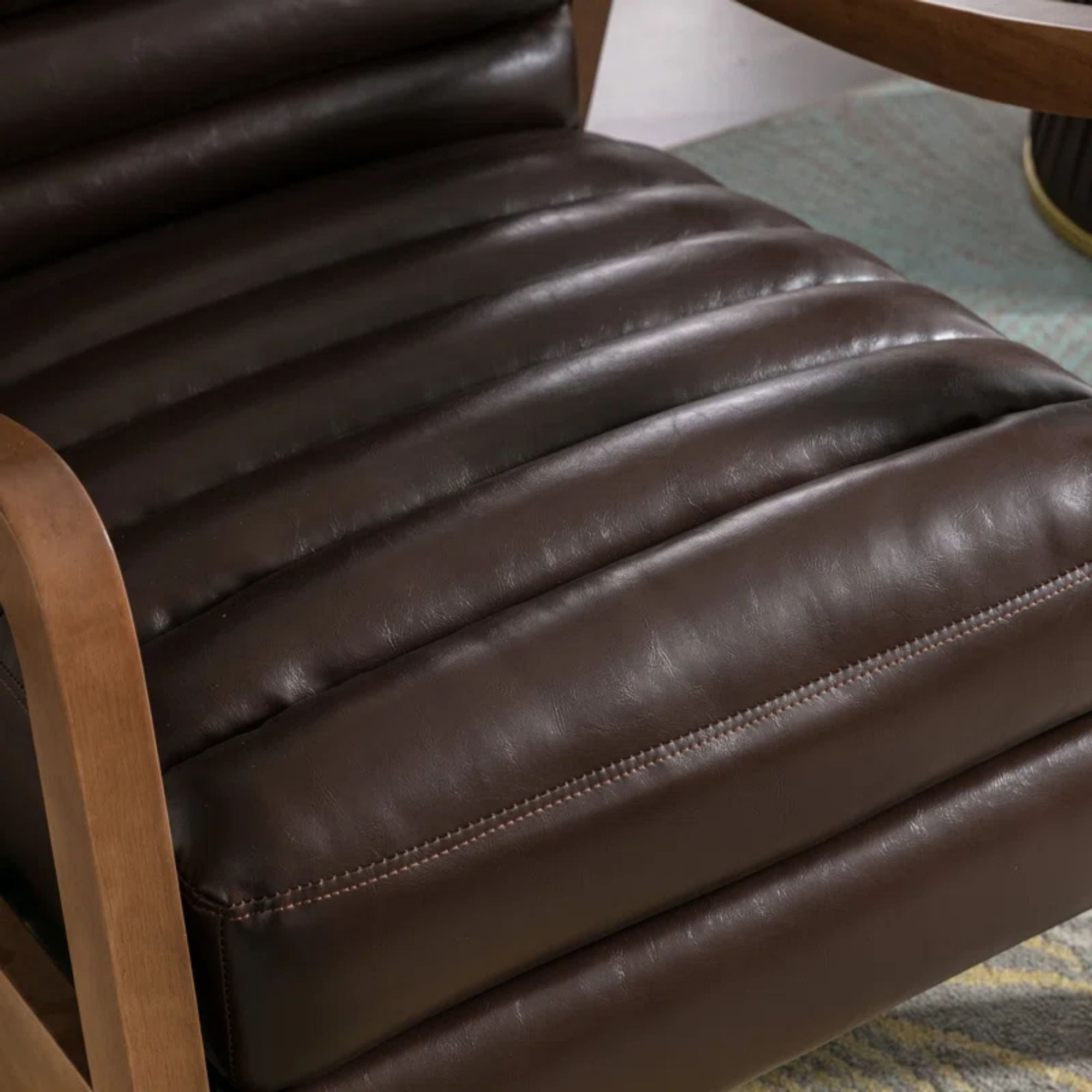 Bestier 26" Accent Chair, Luxurious Oil Wax Leather Recliner for Adults, Upholstered Push Back Reading Chair with Parawood Frame, Brown