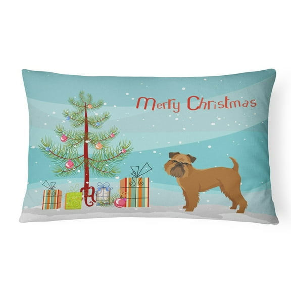 Carolines Treasures CK3544PW1216 Brussels Griffon Christmas Tree Canvas Fabric Decorative Pillow, 12H x16W, multicolor