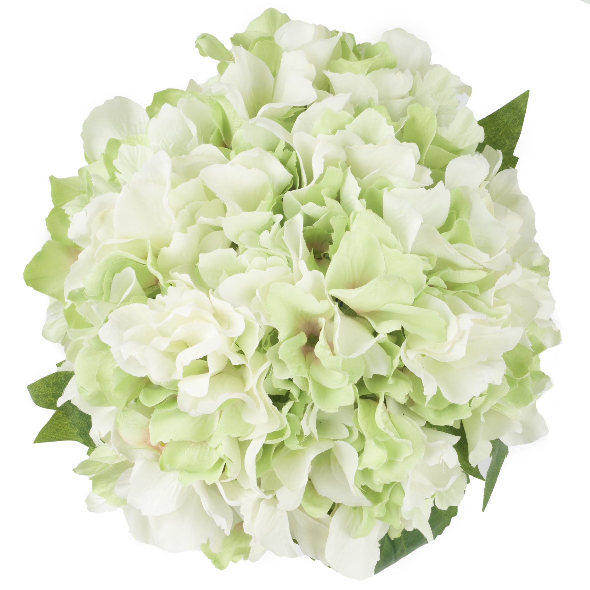 Pure Garden Green Hydrangea Faux Floral Arrangement in Clear Glass Vase
