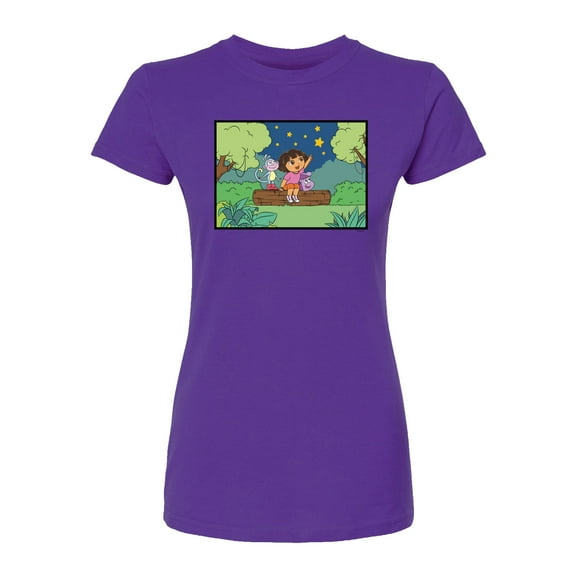 Dora The Explorer - Boots Stars - Juniors Fitted Graphic T-Shirt