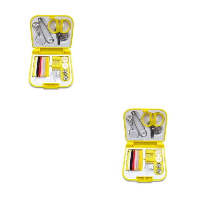 Yuarrent Caja de almacenamiento de costura a prueba de polvo DIY artesanía bordado agujas casos hilo organizador portátil accesorios amarillo Amarillo 2Conjunto