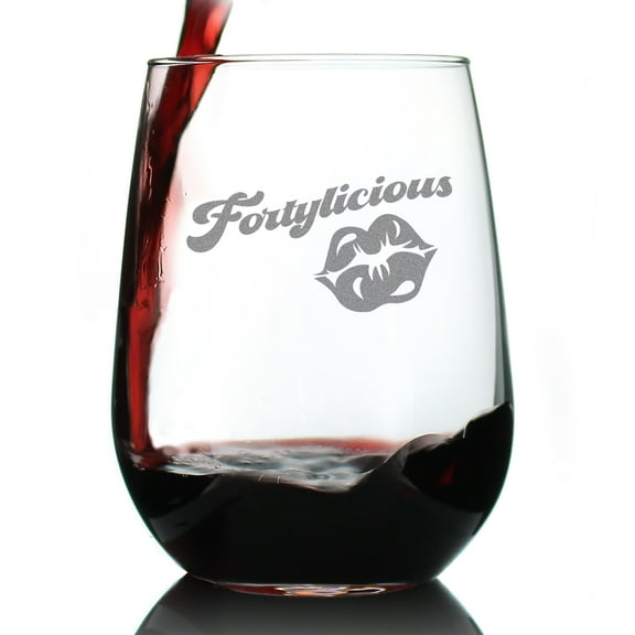 Bevvee Stemless Wine Glass 17 oz Fortylicious Fortylicious Birthday Gifts Wine Glasses