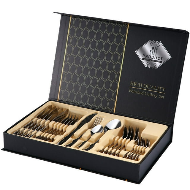 Amdohai 24pcs Western Steak K nife Fork Spoon Gift Box Set Stainless