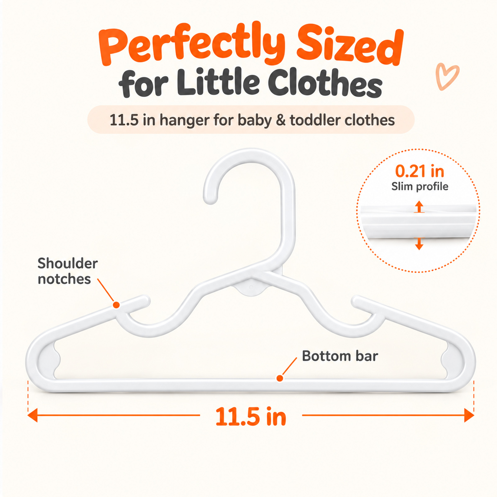 ACSTEP Baby Hangers 20 Pack, 11.5 Inch White photo 2