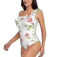 thumbnail image 3 of Picia Roses Flowers Pattern Women's One Piece Swimsuits,One Shoulder Swimwear Asymmetric ,Ruffle Monokinis Bathing Suits,High Waisted Flattering Bathing Suits-X-Large, 3 of 8