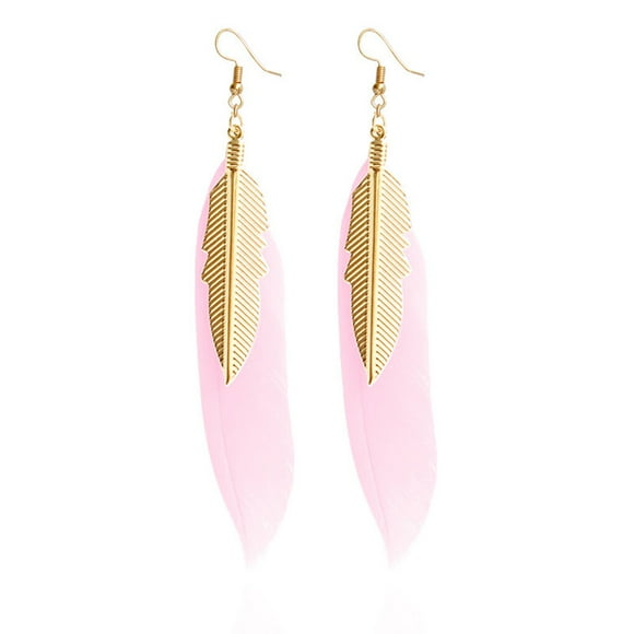 Boucles d'Oreilles Pendantes en Plumes Couleur Or Petites Boucles d'Oreilles en Plumes Boucles d'Oreilles Vintage pour Femmes