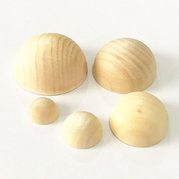WESIEVYA 100 Pcs Unfinished Half Craft Ball Diy Wood Balls for Artists Kids Activities Wood Color