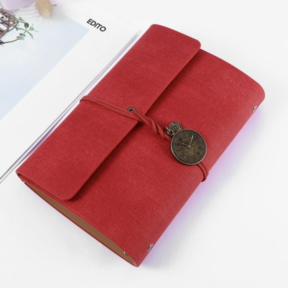 WHAMVOX  Scrapbook Notebook Journal Diary Travel Vintage Portable Red
