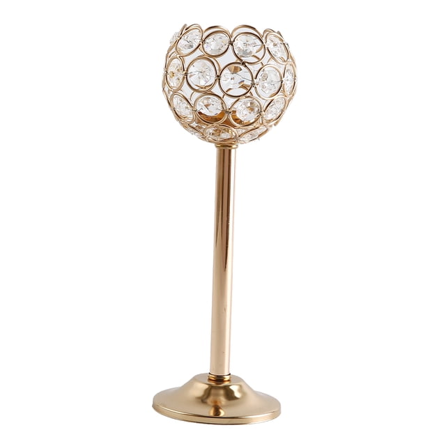 Candelero de cristal de té Sunnimix Centro de mesa 24cm Dorado Candelero de mosaico