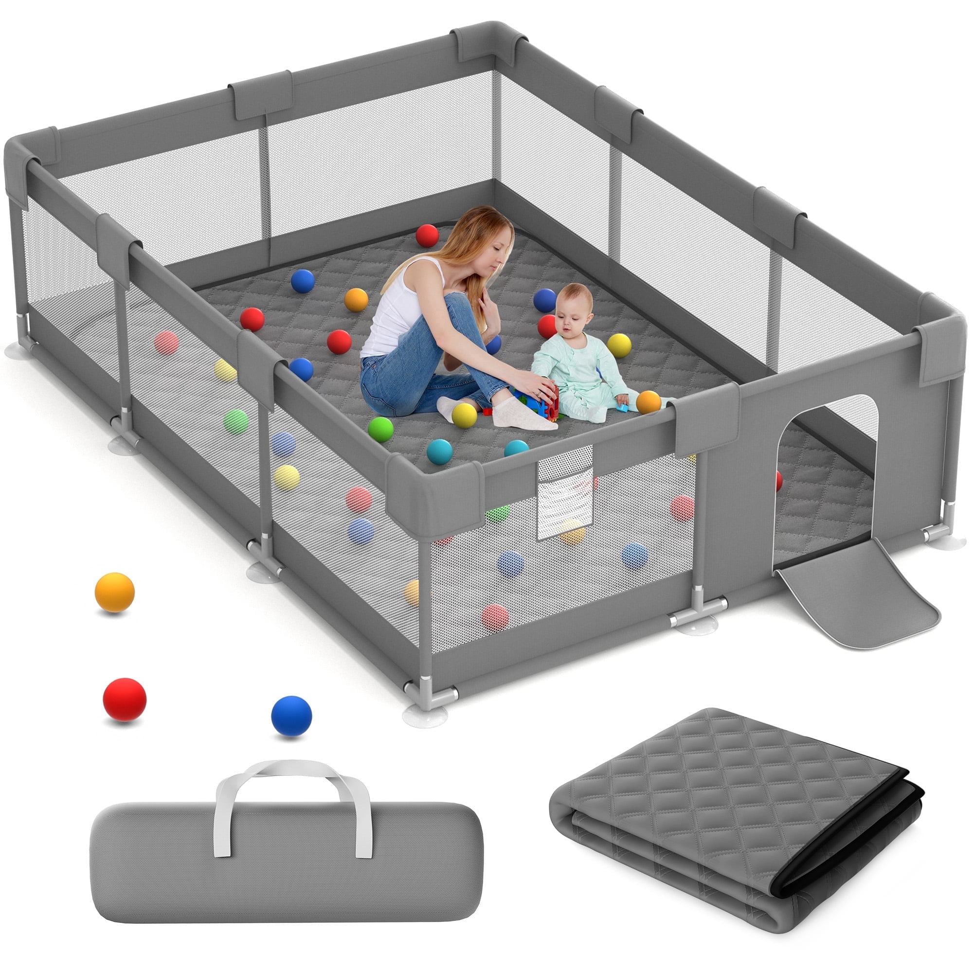 Babyeap Large Baby Playpen with Mat, 71" x 50" photo 1