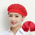 thumbnail image 2 of 3pcs Unisex Chefs Hat, Kitchen Cooking Chef Mesh Cap, Food Service Elastic Hair Nets, Baker Waiter Adjustable Work Caps, 2 of 3