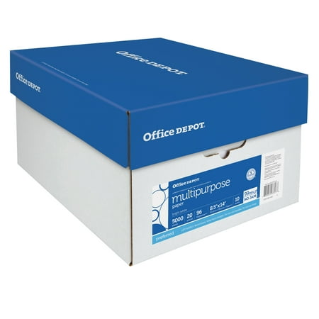 Office Depot® Multi-Use Printer & Copy Paper, White, Legal (8.5" x 14"), 5000 Sheets Per Case, 20 Lb, 96 Brightness, Case Of 10 Reams