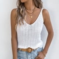 thumbnail image 6 of Felirenzacia Women's V Neck Crocheted Knitted Tank Top， Casual Boho Summer Sleeveless Top,White,M, 6 of 8