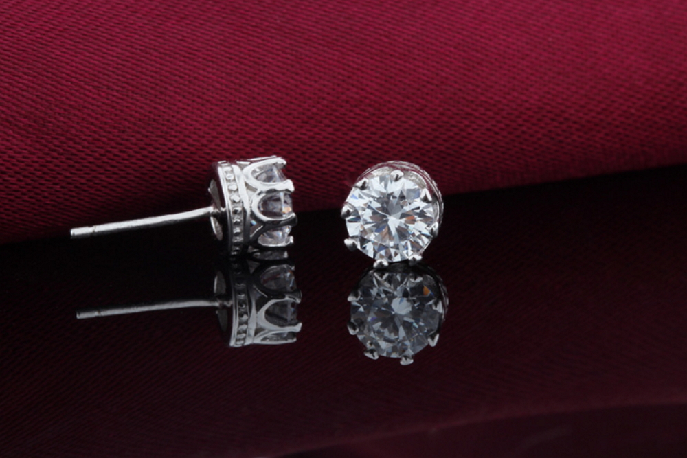 3pc Set Solid 925 Sterling Silver Round Crystal CZ Cubic Zirconia Stud Earrings