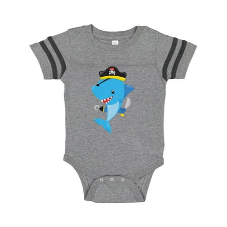 

Inktastic Pirate Shark Shark Wearing Pirate Hat Blue Shark Gift Baby Boy or Baby Girl Bodysuit
