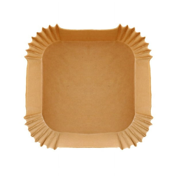 Zhuge 100 piezas de papel de aceite de silicona, revestimiento de papel desechable para horno microondas con freidora de aire, cuadrado (color madera, 8 pulgadas)