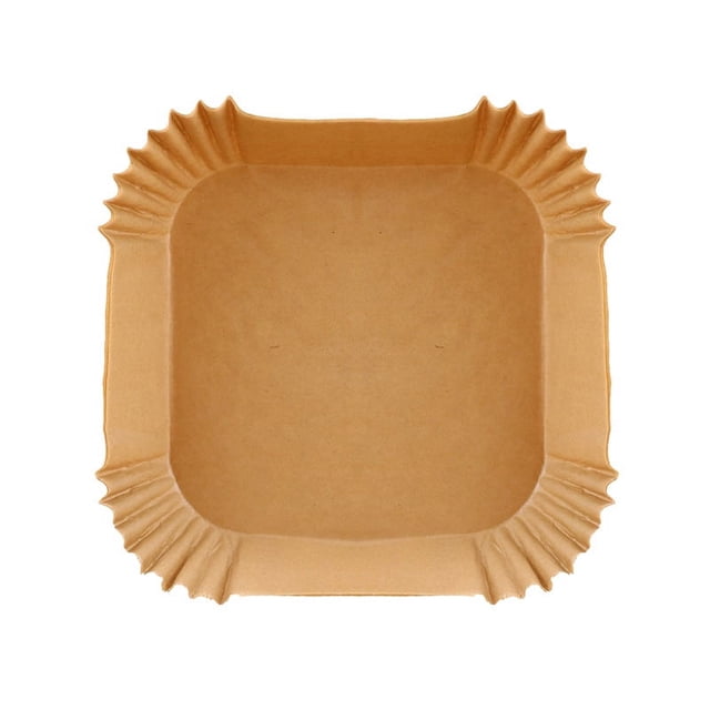 Zhuge 100 piezas de papel de aceite de silicona, revestimiento de papel desechable para horno microondas con freidora de aire, cuadrado (color madera, 8 pulgadas)