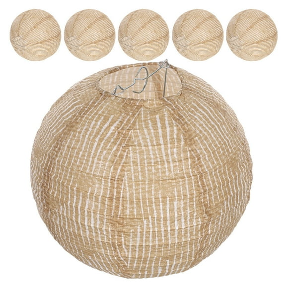 SEWCHICS 6-Pack Vintage Burlap Lanterns Khaki Hanging Cloth Lamp Shades for Birthday Party Decorations and Events