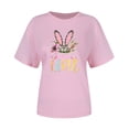 thumbnail image 3 of UPPADA Femmes Heureux Easter T-Shirt Bunny Lapin Graphique T-Shirt Manche Courte Lettres Amusantes Imprimées Chemises Manche Courte Col Rond Tuniques Hauts Rose,TG, 3 of 5