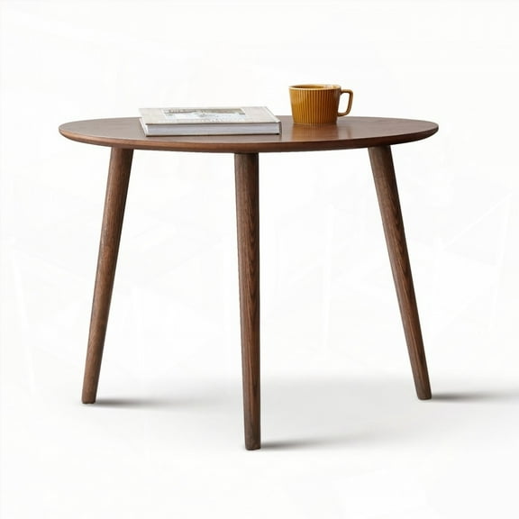 (SINGLE) Center Table Low Table 100% Solid Oak Wood Top Plate Desk with Oval Shape and Staggered Levels, Natural Wooden, 58x40x85 cm, Easy to Assemble