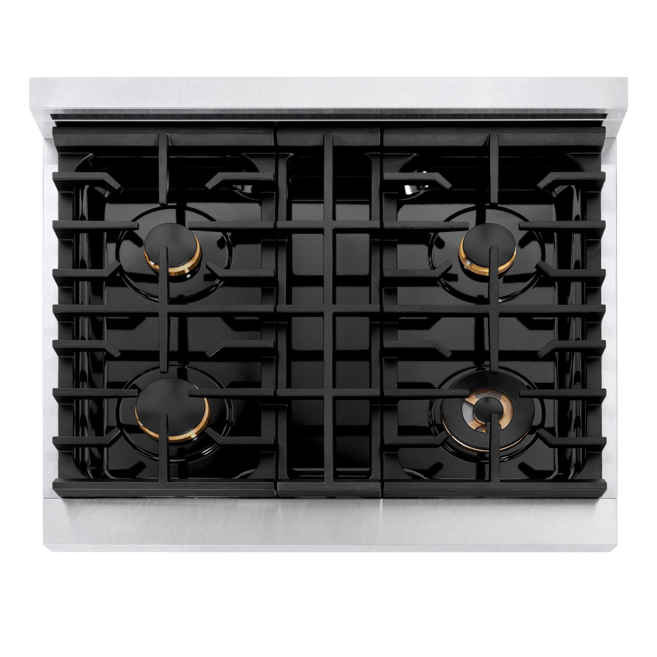 ZLINE Autograph 30" 4.2 cu. ft. Paramount Dual Fuel Range with 4 Burners in DuraSnowÂ® Stainless Steel with Matte Black Accents, SDRSZ-30-MB