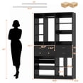 thumbnail image 6 of Homieasy Adjustable Walk-in Closet System, 10.7FT (72"-128.6") with 4 Wooden Drawers, 6 Hanging Rods, 3-Tier Shoe Rack & Grid Cubes, Heavy-Duty 1000LBS Capacity for Bedroom Organization,Black, 6 of 6