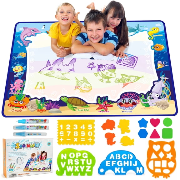 LotFancy Water Doodle Mat, 40 x 32 in, Painting Writing Color Doodle Drawing Mat Toys for Age 2-6 Year Old Boys Girls Toddler Gift