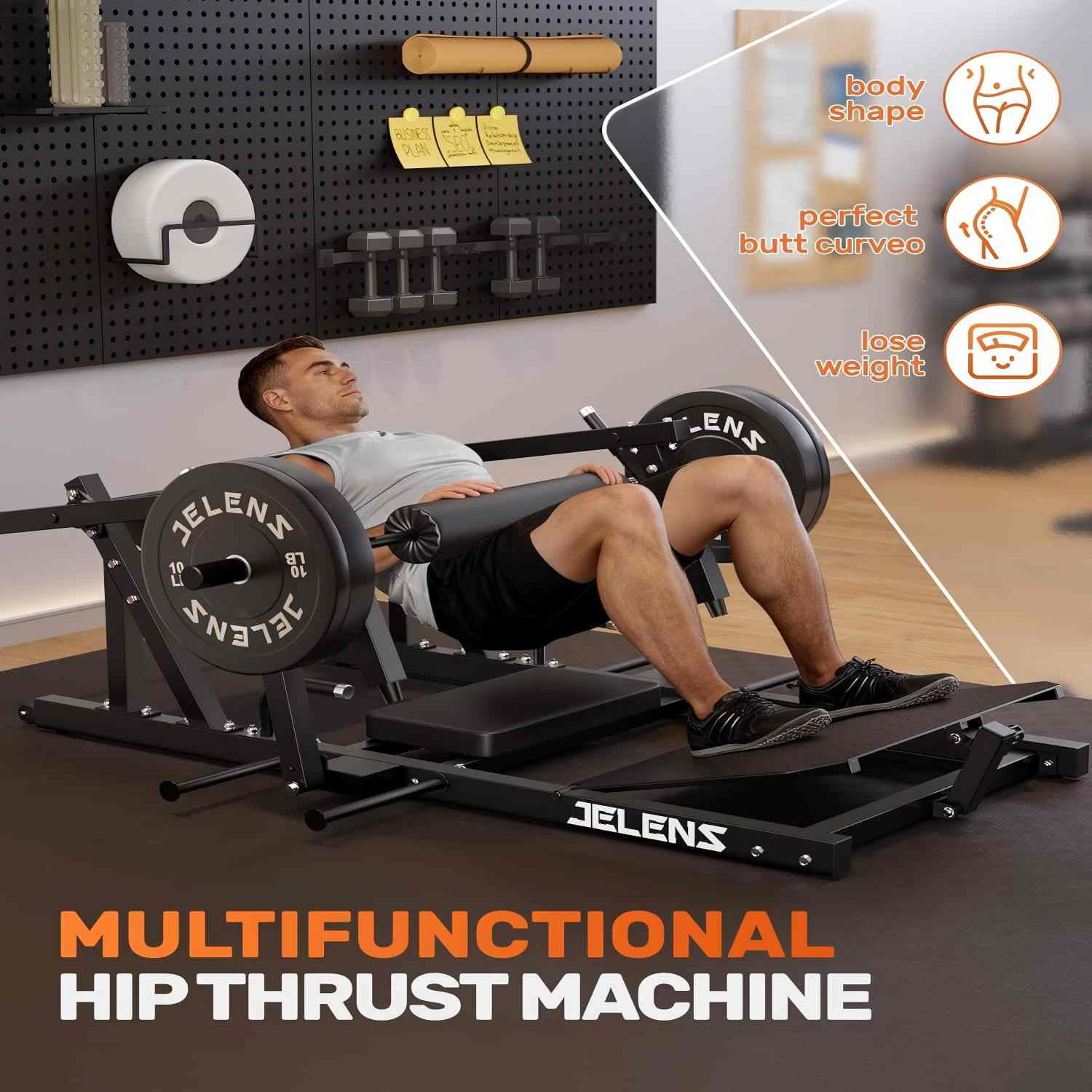 FORGEMUS Hip Thrust Machine,800LBS Glute Bridge Machine with Weight Holder,Duty Glute Bridge Adjustable Footboard for Home Gym