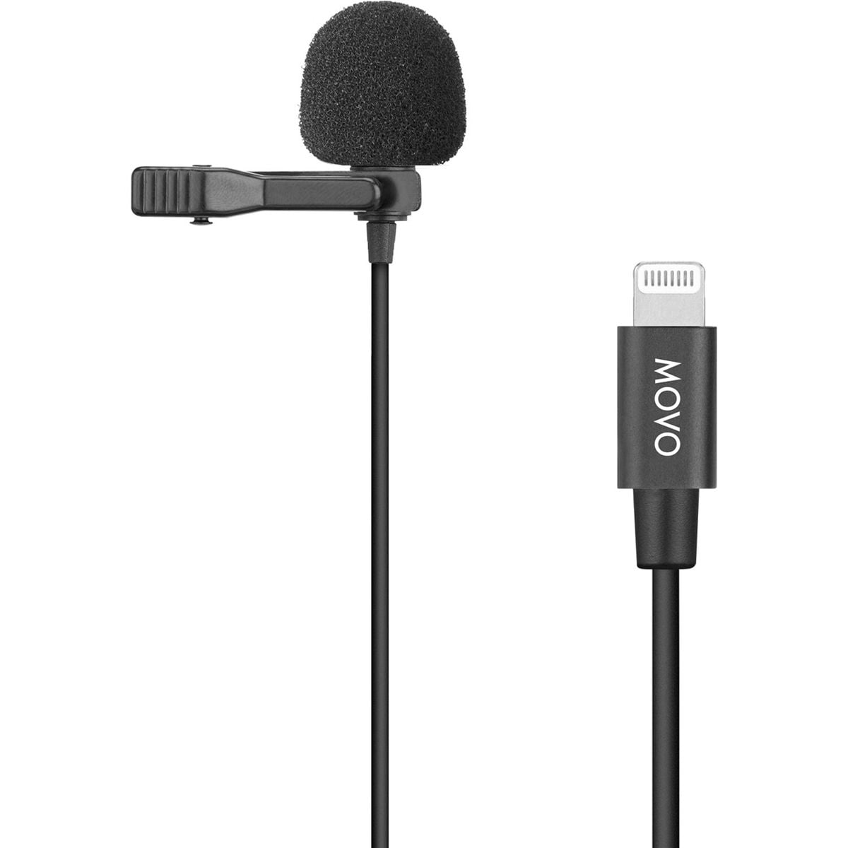 Movo Photo iLav-L Digital Clip-On Omnidirectional Lavalier Microphone with MFi Certified Lightning Connector, 20' Cable