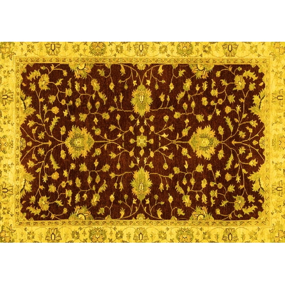 Ahgly Company Indoor Rectangle Oriental Yellow Traditional Area Rugs, 5' x 8'