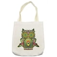 thumbnail image 1 of Owl Tote Bag, Ornate Colorful Owl Elements Eye Feather of Universe Psychedelic Artwork, Cloth Linen Reusable Bag for Shopping Books Beach and More, 16.5" X 14", Cream, by Ambesonne, 1 of 2