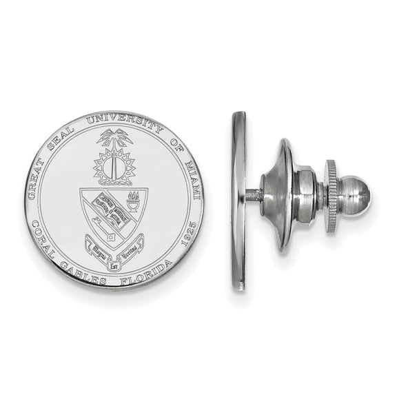 FB Jewels Sterling Silver Rh-plated LogoArt University of Miami Crest Lapel Pin