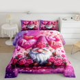thumbnail image 2 of Feelyou Pink Gnome Queen Comforter Set, Romantic Anniversary Rose Bedding Set, 3pcs, 2 of 8