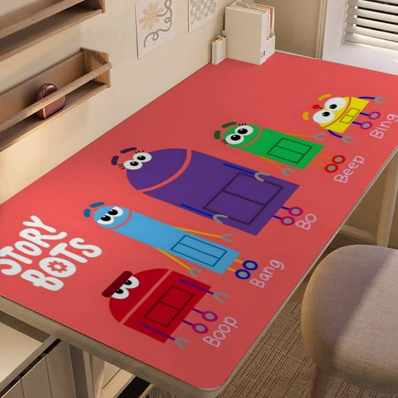 StoryBots-themed extra-large Non-Slip Base leather Desk Table mat—versatile for computer desks, dining tables, and more.12"x24"(30X60cm）