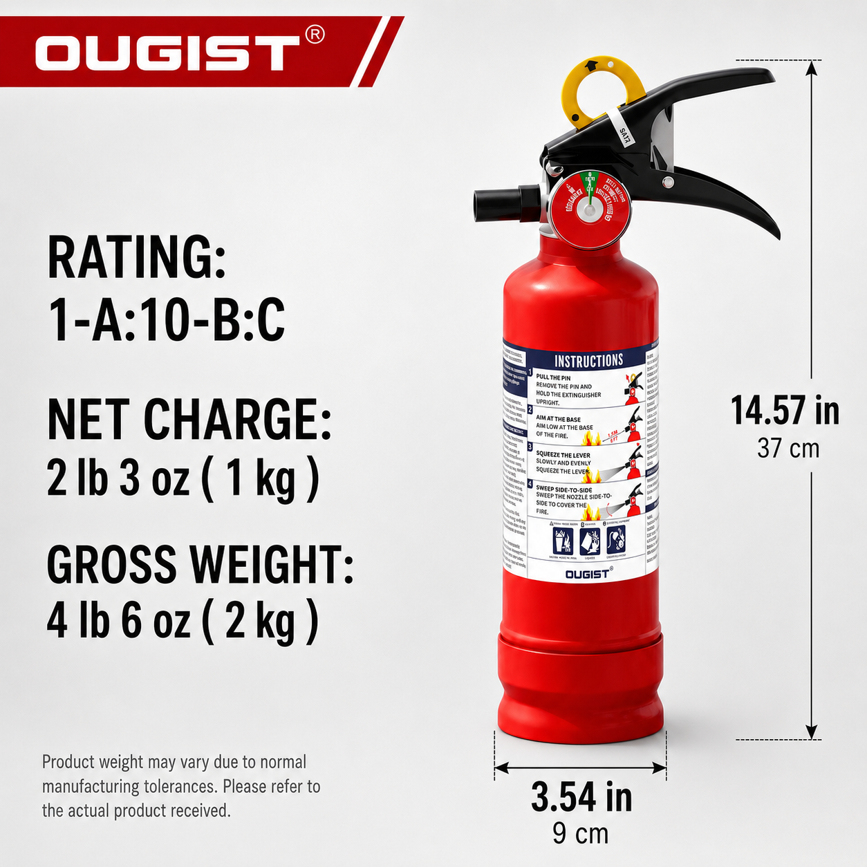 Ougist 2.5 lb ABC Fire Extinguisher with Wall Mount Bracket photo 8