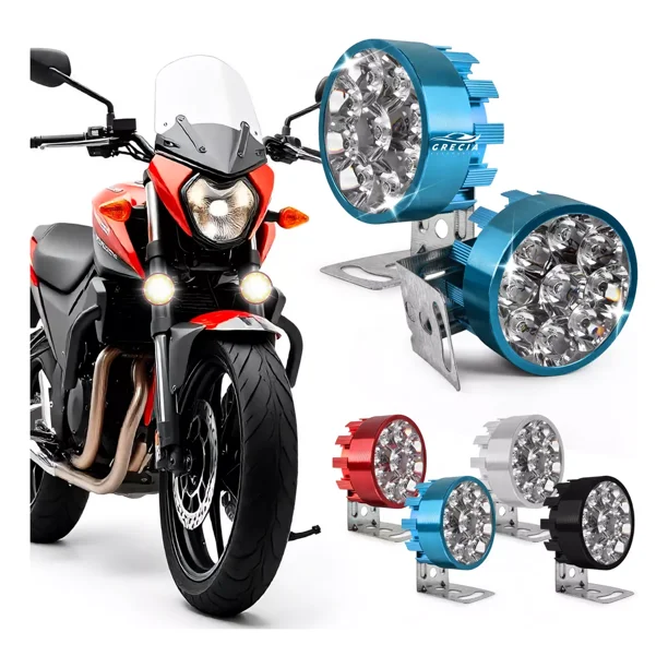 Mini Faro 9 Led Redondo Luz Fija Estrobo Moto 3puLG 2 Piezas