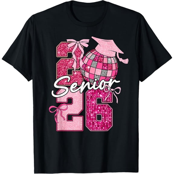 Premium model-Unisex-100% cotton-Retro Senior 2026 Coquette Bow Graduation Class Of 2026 T-Shirt