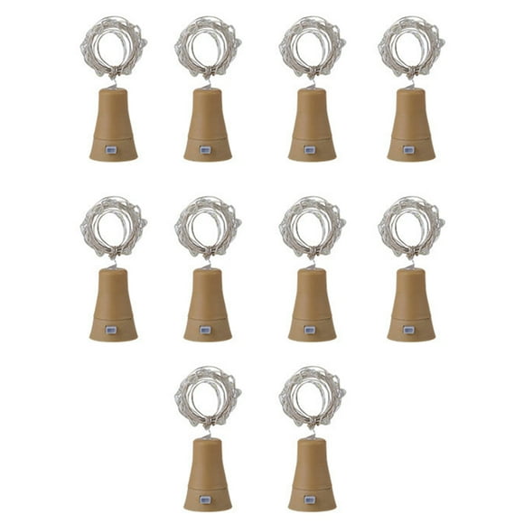 Paquete de 10 luces solares para botellas de vino con 20 luces LED para corcho, ideales para fiestas, bodas, Navidad, vacaciones y jardines.