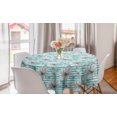 thumbnail image 1 of Garden Art Round Tablecloth, Blossoming Spring Flowers with Hand Drawn Horizontal Stripes Chamomiles, Circle Table Cloth Cover for Dining Room Kitchen Decor, 60", Grey Pale Blue, by Ambesonne, 1 of 2