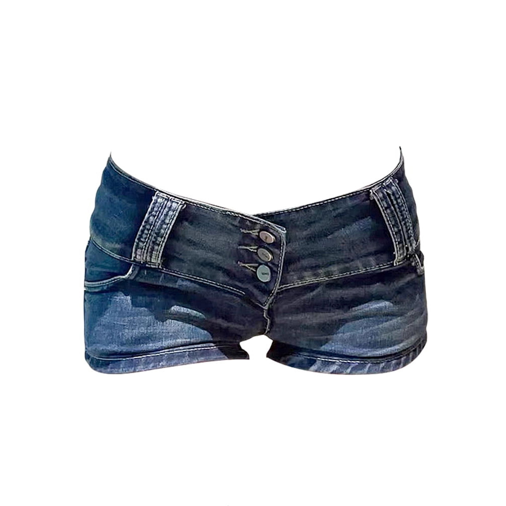 Summer Women 2000s Grunge Kpop Japanese Gyaru Low Rise Jean Shorts